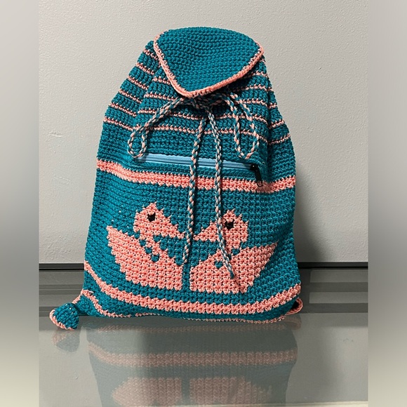 Hand Crafted Handbags - Hand knitted backpack/ handmade backpack/gifts for her